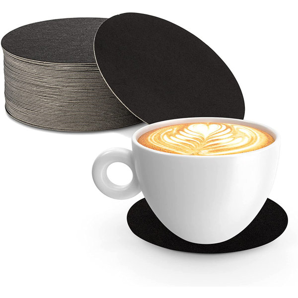 Mt Products 4" Black Round Cup Coasters / Blank Paper Coasters Pack